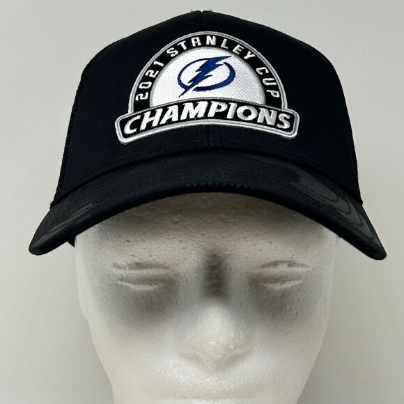 Tampa Bay Lightning 2021 Stanley Cup Trucker Hat Cap Black Fanatics Snapback NHL - Picture 2 of 10